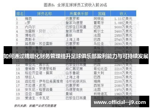 如何通过精细化财务管理提升足球俱乐部盈利能力与可持续发展